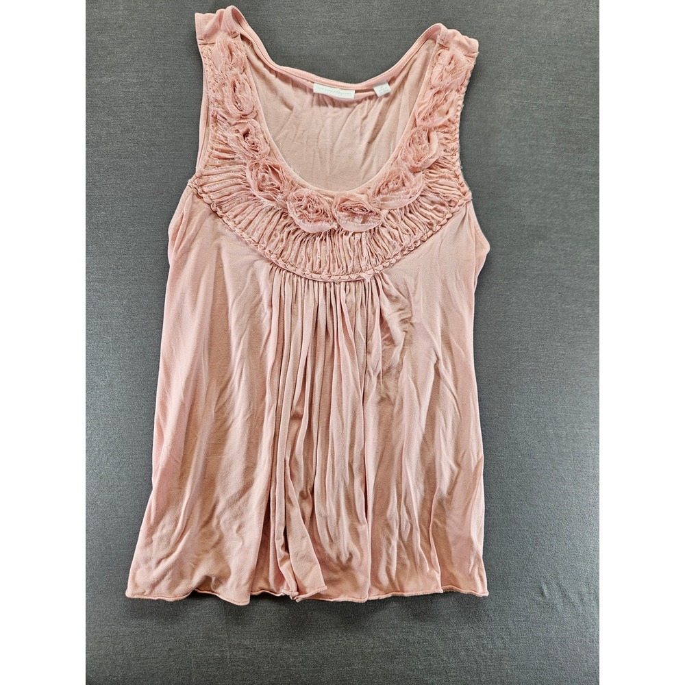 New York & Company Pink Rosette Accent Sleeveless Tank Top Blouse Medium